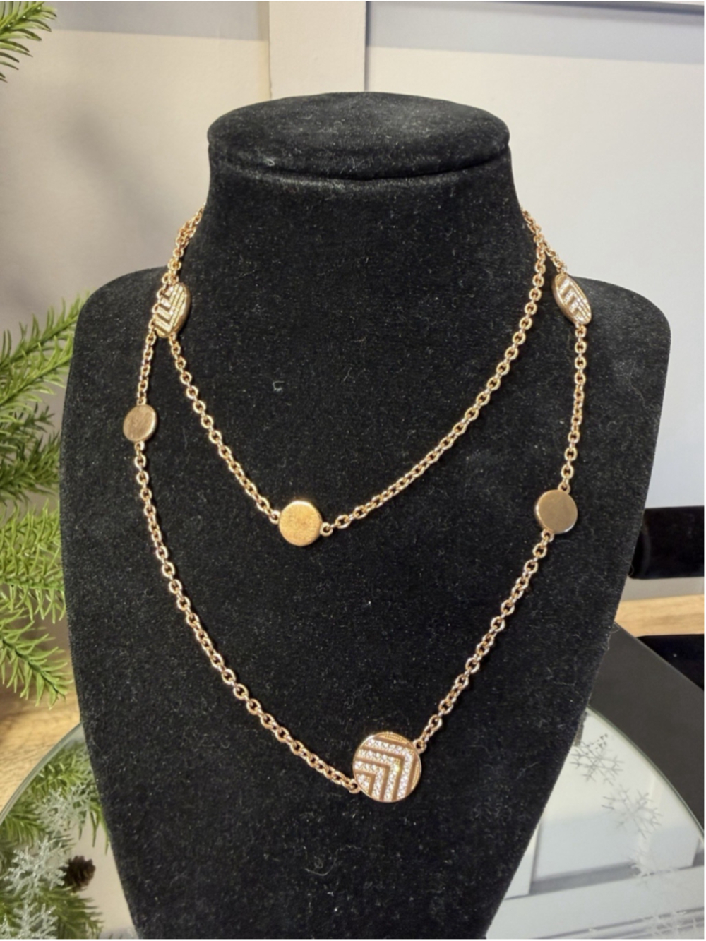 FOSSIL Gold Plated Long Necklace 31”